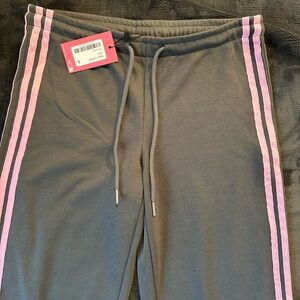 Edikted Gray Joggers with Pink Stripes